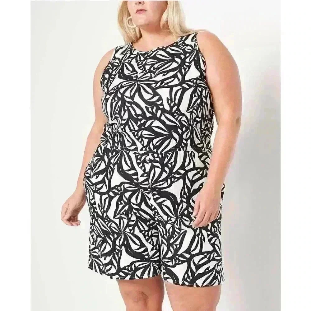 JASON WU Printed Linen Blend Romper - size Medium